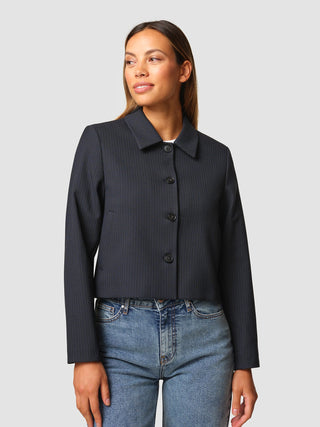 Serene Short Jacket Black Night Pinstripe