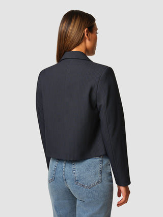 Serene Short Jacket Black Night Pinstripe