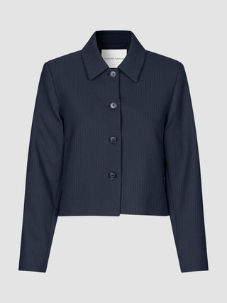 Serene Short Jacket Black Night Pinstripe