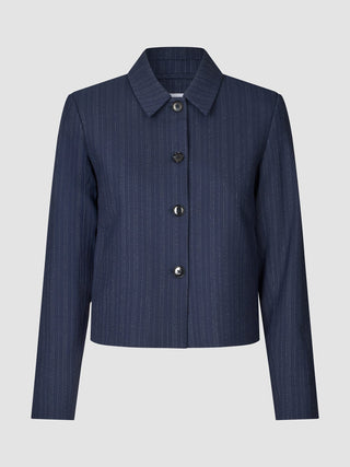 Serene Set Marine Pinstripe Short Jacket Pants