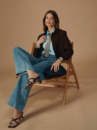 Women's Serene Short Jacket Chocolate Herringbone