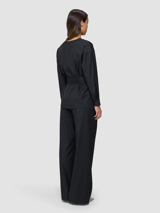 Skye Set Black Belted Overshirt Wide Pants