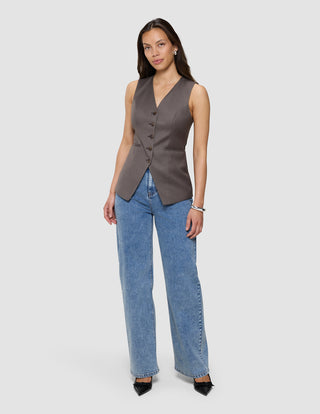 Women's Skye Long Vest Dark Chestnut Melange