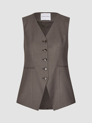 Women's Skye Long Vest Dark Chestnut Melange
