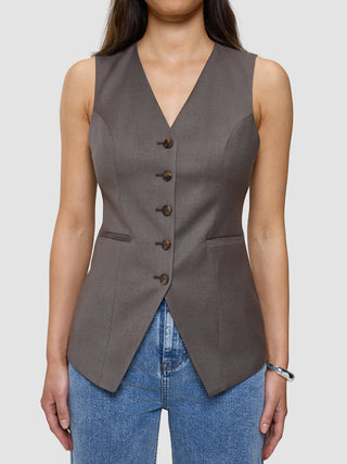 Women's Skye Long Vest Dark Chestnut Melange