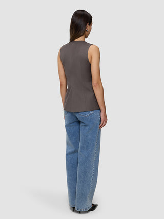 Women's Skye Long Vest Dark Chestnut Melange