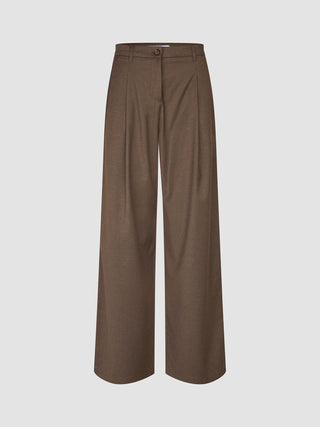 Skye Set Dark Chestnut Melange Shirt & Wide Pants