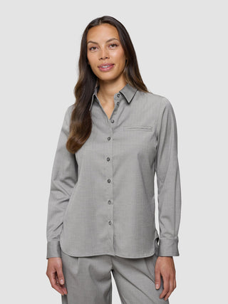 Skye Set Mellow Beige Herringbone Shirt & Wide Pants