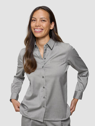 Skye Set Mellow Beige Herringbone Shirt & Wide Pants