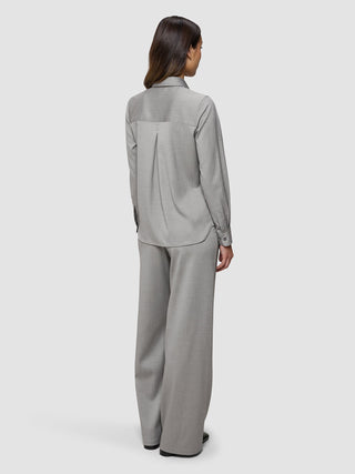 Skye Set Mellow Beige Herringbone Shirt & Wide Pants