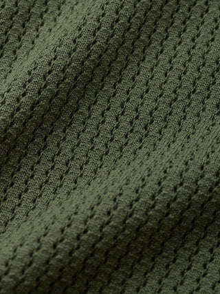 Textured Knitted Short Sleeve Polo Urban Green