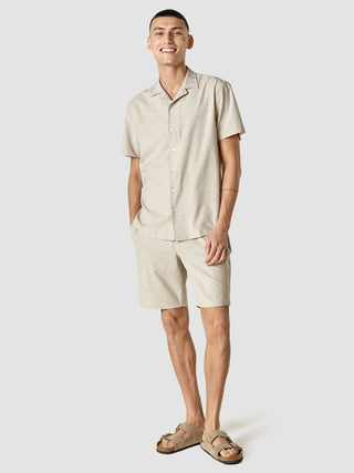 Tech Linen Bowling Short Sleeve Shirt Sandshell