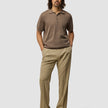 Textured Knitted Short Sleeve Polo Dark Earth