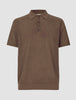 Textured Knitted Short Sleeve Polo Dark Earth
