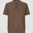 Textured Knitted Short Sleeve Polo Dark Earth