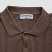 Textured Knitted Short Sleeve Polo Dark Earth