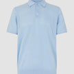 Textured Knitted Short Sleeve Polo Sky Blue