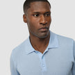 Textured Knitted Short Sleeve Polo Sky Blue