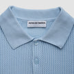 Textured Knitted Short Sleeve Polo Sky Blue