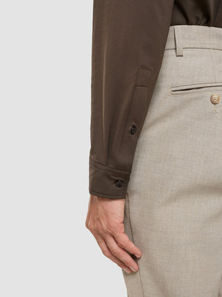 Travel Shirt Saddle Brown Slim