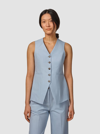 Essential Long Vest Sky Blue Melange