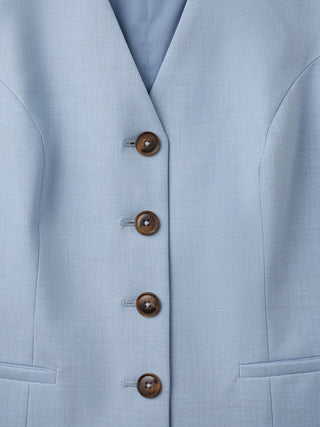 Essential Long Vest Sky Blue Melange