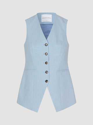 Essential Long Vest Sky Blue Melange
