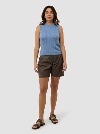 Women's Structured Knit Top Serenity Blue