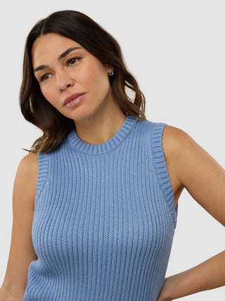 Women's Structured Knit Top Serenity Blue