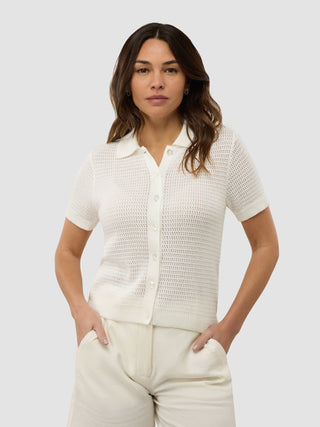 Women's Structured Polo Off White