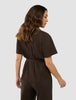 Women's Linen Shirt Short Sleeved Espresso