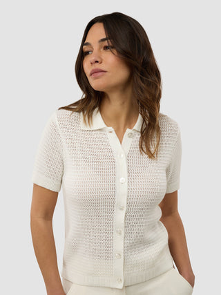 Women's Structured Polo Off White