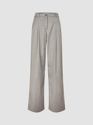 Skye Set Mellow Beige Herringbone Shirt & Wide Pants