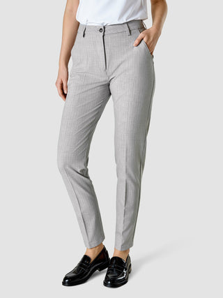Essential Pants Tapered Light Grey Pinstriped