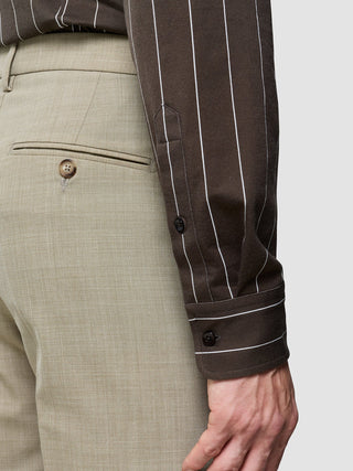 Classic Shirt Brown Pinstripes Slim