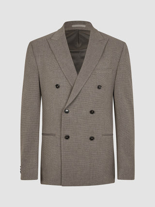 Double Breasted Essential Blazer Almond