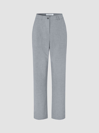 Steel Melange Damenhose „Ease“ in gerader Passform mit Ein-Knopf-Verschluss, Gürtelschlaufen und 360°-Stretch.