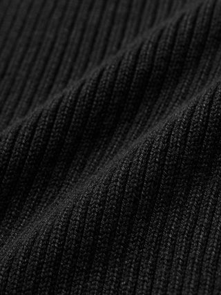 Women Fine Knit Rib Long Sleeve Black