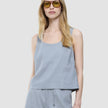 Women Linen Top Stone Grey