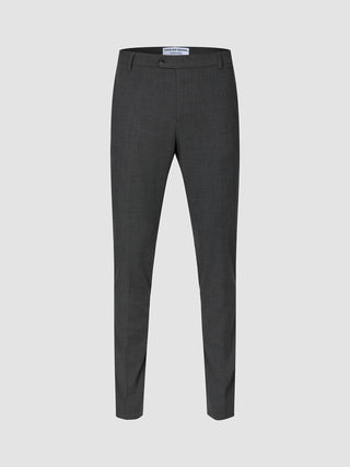 Motion Suit Pants Slim Pepper Grey – schmal geschnittene Anzughose mit 360°-Stretch, Knopfverschluss und Gürtelschlaufen.