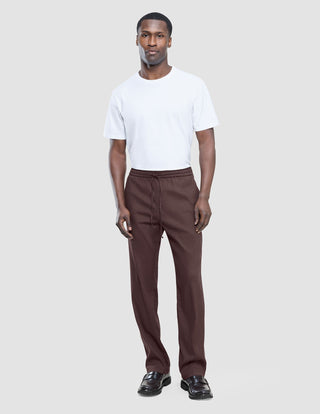 Refined Linen Pants Dark Brown