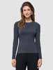 Women Rib T-shirt Long Sleeve Dark Grey Melange