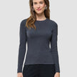 Women Rib T-shirt Long Sleeve Dark Grey Melange