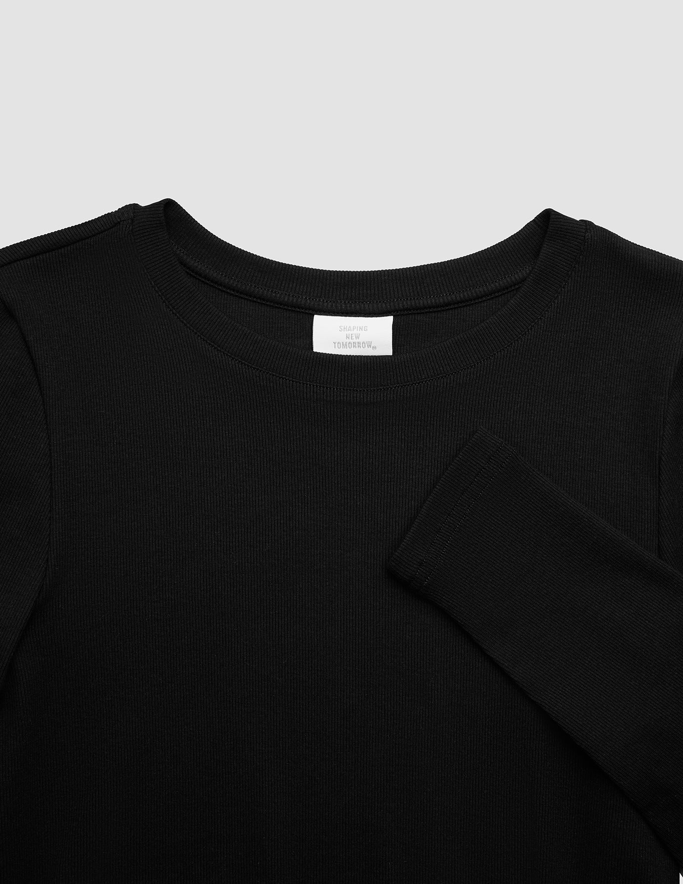 Women's Rib T-Shirt Long Sleeve Black