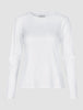 Women Rib T-Shirt Long Sleeve White