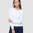 Women Rib T-Shirt Long Sleeve White
