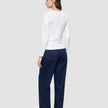 Women Rib T-Shirt Long Sleeve White