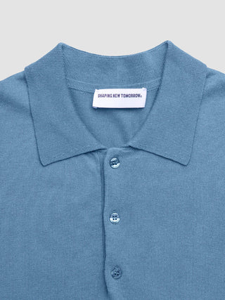 Seamless Core Knit Short Sleeve Polo Blue Tide
