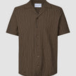 Seersucker Short Sleeve Shirt Cocoa Pinstripes