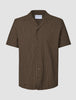 Seersucker Short Sleeve Shirt Cocoa Pinstripes